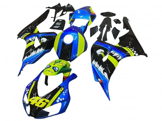 Descuento Carenados Moto Honda CBR1000RR 2006-2007 - Azul Fluorescent Verde Negro Brillante Tiburón 46