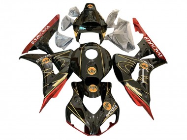 Descuento Carenados Moto Honda CBR1000RR 2006-2007 - Negro Brillante Rojo Oro BACARDI