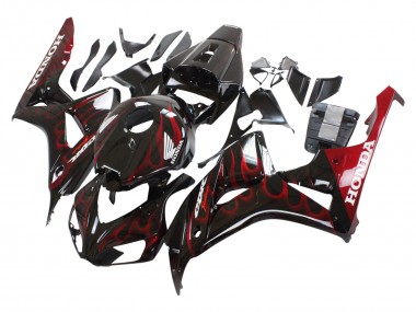 Descuento Carenado Moto Honda CBR1000RR 2006-2007 - Negro Brillante Rojo Llama