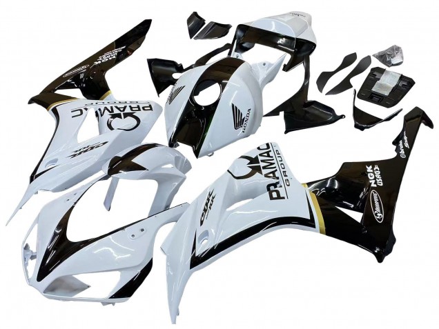 Descuento Carenados Moto Honda CBR1000RR 2006-2007 - Blanco Negro Brillante Pramac