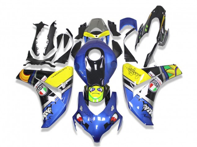 Descuento Carenados Moto Honda CBR1000RR 2008-2011 - Azul Amarillo Negro Brillante Tiburón