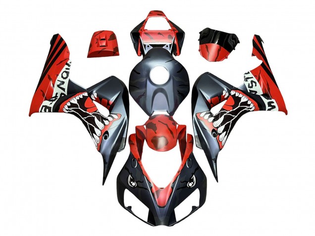 Descuento Carenados Moto Honda CBR1000RR 2006-2007 - Rojo Negro Mate Monstruo Tiburón