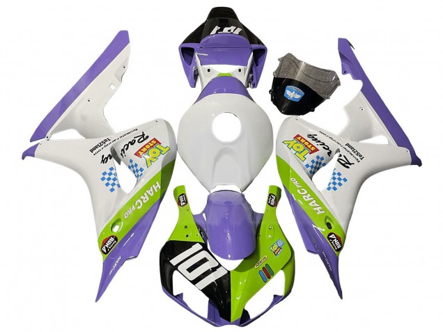 Descuento Carenados Moto Honda CBR1000RR 2006-2007 - Blanco Púrpura Verde Negro Brillante