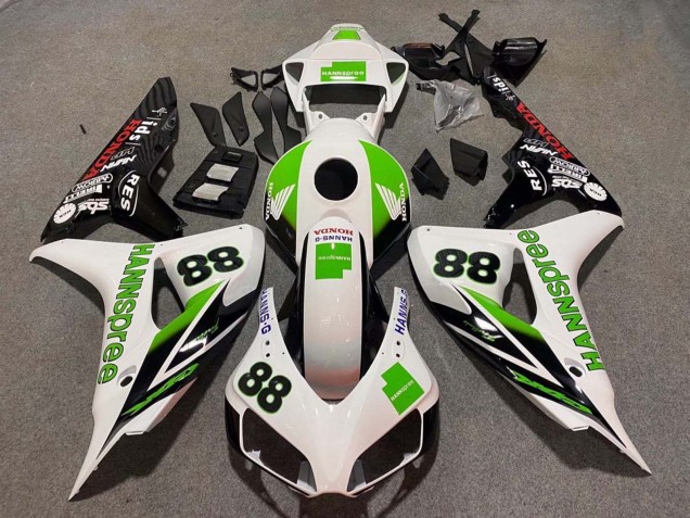 Descuento Carenados Moto Honda CBR1000RR 2006-2007 - Blanco Verde Negro Brillante Hannspree 88
