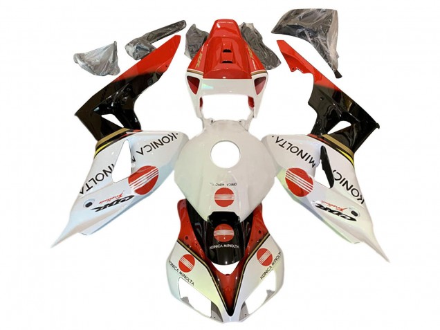 Descuento Carenados Moto Honda CBR1000RR 2006-2007 - Blanco Rojo Negro Brillante Konica Minolta