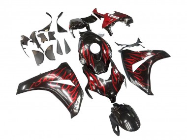 Descuento Carenado Moto Honda CBR1000RR 2008-2011 - Negro Brillante Rojo Llama