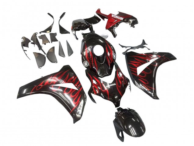 Descuento Carenado Moto Honda CBR1000RR 2008-2011 - Negro Brillante Rojo Llama
