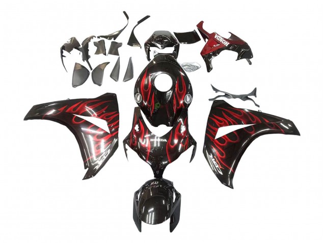 Descuento Carenado Moto Honda CBR1000RR 2008-2011 - Negro Brillante Rojo Llama