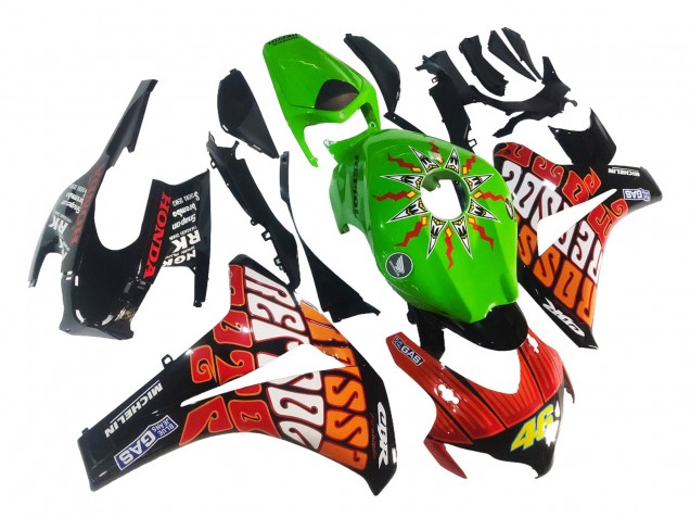 Descuento Carenados Moto Honda CBR1000RR 2008-2011 - Verde Naranja Negro Brillante Rossi Michelin 46