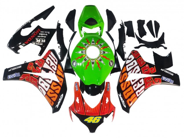 Descuento Carenados Moto Honda CBR1000RR 2008-2011 - Verde Naranja Negro Brillante Rossi Michelin 46