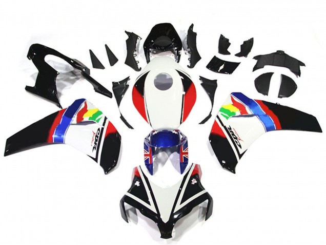 Descuento Carenados Moto Honda CBR1000RR 2008-2011 - Blanco Rojo Azul Negro Brillante Estrella
