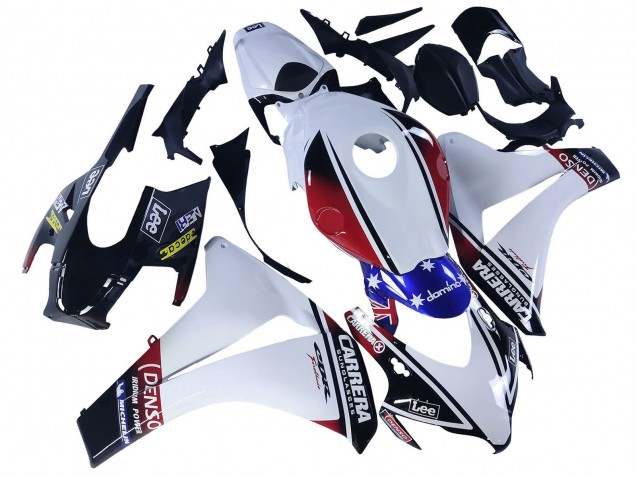 Descuento Carenados Moto Honda CBR1000RR 2008-2011 - Blanco Rojo Azul Negro Estrella Lee Carrera