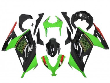Descuento Carenados Moto Kawasaki Ninja 300 EX300R 2013-2024 - Verde Rojo Negro Honeycomb