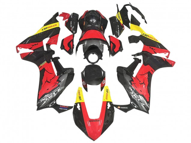 Descuento Carenados Moto Honda CBR1000RR 2017-2023 - Rojo Amarillo Negro FibraCarbono