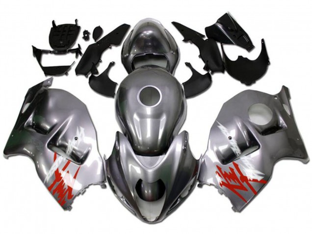 Descuento Carenados Moto Suzuki GSXR 1300 Hayabusa 1996-2007 - Plata Rojo Blanco Calcomanía