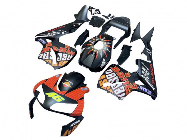 Descuento Carenados Moto Honda CBR600RR 2003-2004 - Negro Mate Naranja Repsol Rossi 46