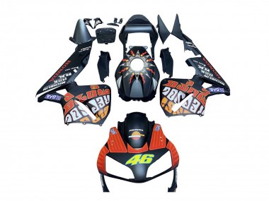 Descuento Carenados Moto Honda CBR600RR 2003-2004 - Negro Mate Naranja Repsol Rossi 46