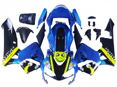 Descuento Carenados Moto Honda CBR600RR 2003-2004 - Azul Neon Amarillo Negro Brillante Tiburón
