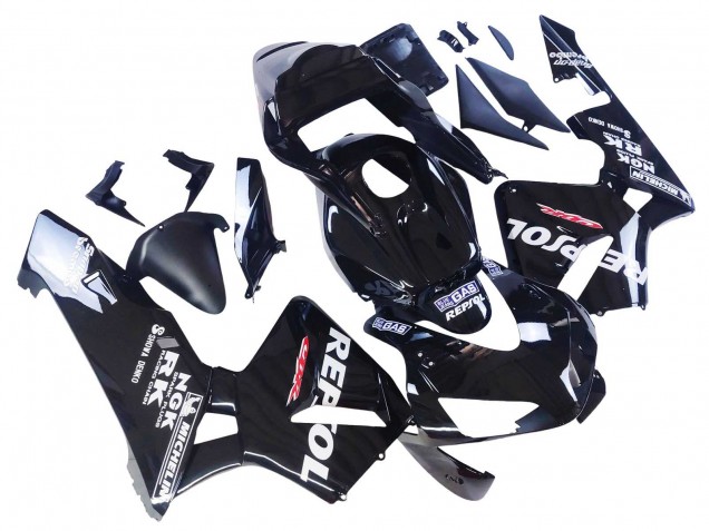 Descuento Carenados Moto Honda CBR600RR 2003-2004 - Negro Brillante Blanco Repsol
