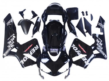 Descuento Carenados Moto Honda CBR600RR 2003-2004 - Negro Brillante Blanco Repsol