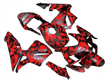 Descuento Carenados Moto Honda CBR600RR 2003-2004 - Negro Rojo Gris Camouflage