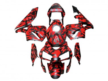 Descuento Carenados Moto Honda CBR600RR 2003-2004 - Negro Rojo Gris Camouflage