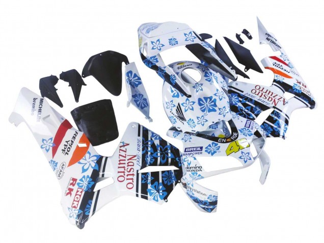 Descuento Carenados Moto Honda CBR600RR 2003-2004 - Blanco Azul Rojo Nastro Azzurro 46