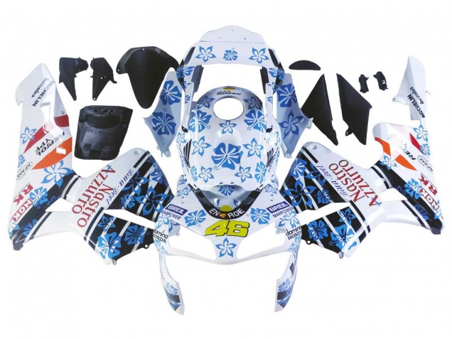 Descuento Carenados Moto Honda CBR600RR 2003-2004 - Blanco Azul Rojo Nastro Azzurro 46