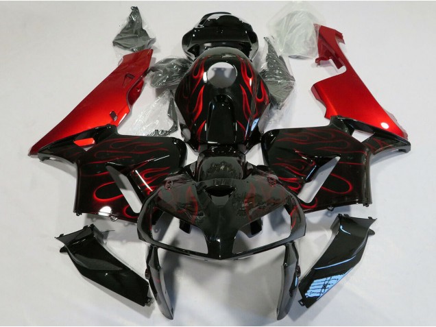 Descuento Carenado Moto Honda CBR600RR 2005-2006 - Negro Brillante Rojo Llama