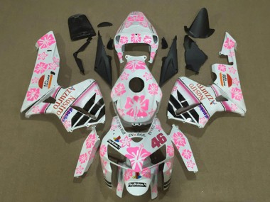Descuento Carenados Moto Honda CBR600RR 2005-2006 - Blanco Rosa Floral Nastro Azzurro 46