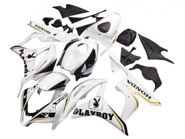 Descuento Carenado Moto Honda CBR600RR 2007-2008 - Blanco Oro Negro Brillante Playboy