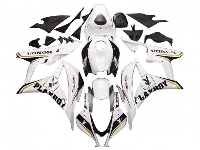 Descuento Carenado Moto Honda CBR600RR 2007-2008 - Blanco Oro Negro Brillante Playboy