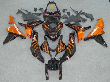 Descuento Carenados Moto Honda CBR600RR 2007-2008 - Negro Brillante Naranja Llama