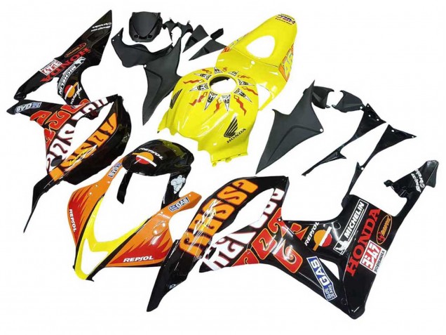 Descuento Carenados Moto Honda CBR600RR 2007-2008 - Amarillo Naranja Negro Brillante Rossi Repsol