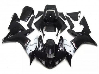 Descuento Carenados Moto Yamaha YZF R1 2002-2003 - Negro Brillante Blanco Plata
