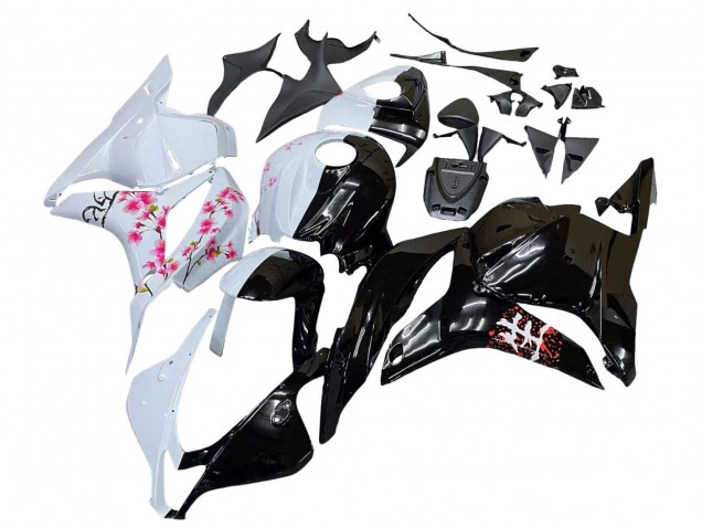 Descuento Carenados Moto Honda CBR600RR 2009-2012 - Blanco Cherry Blossom Negro Brillante