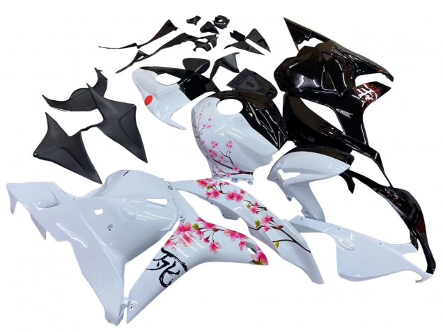 Descuento Carenados Moto Honda CBR600RR 2009-2012 - Blanco Cherry Blossom Negro Brillante