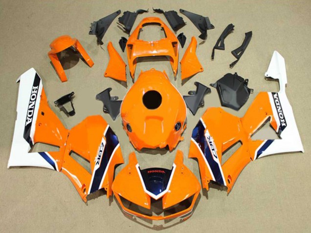 Descuento Carenados Moto Honda CBR600RR 2013-2023 - Blanco Naranja Azul Oscuro