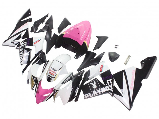 Descuento Carenados Moto Kawasaki ZX10R 2004-2005 - Negro Rosa Blanco Playboy Motul