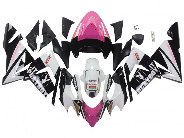 Descuento Carenados Moto Kawasaki ZX10R 2004-2005 - Negro Rosa Blanco Playboy Motul