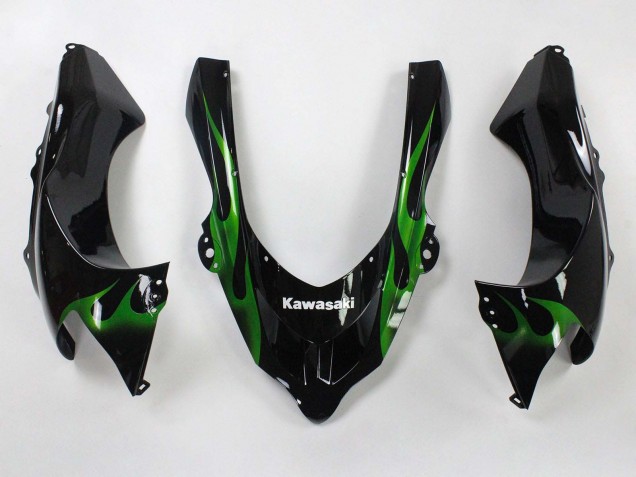Descuento Carenados Moto Kawasaki ZX10R 2004-2005 - Negro Verde Llama Ninja