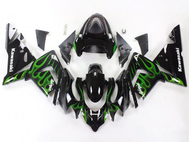 Descuento Carenados Moto Kawasaki ZX10R 2004-2005 - Negro Verde Llama Ninja
