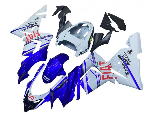 Descuento Carenados Moto Kawasaki ZX10R 2004-2005 - Azul Brillante Blanco Fiat Motul