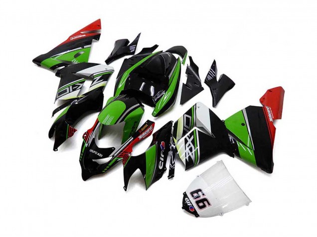 Descuento Carenados Moto Kawasaki ZX10R 2004-2005 - Blanco Negro Verde Elf