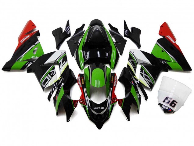 Descuento Carenados Moto Kawasaki ZX10R 2004-2005 - Blanco Negro Verde Elf
