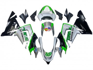 Descuento Carenados Moto Kawasaki ZX10R 2004-2005 - Verde Plata Negro 69