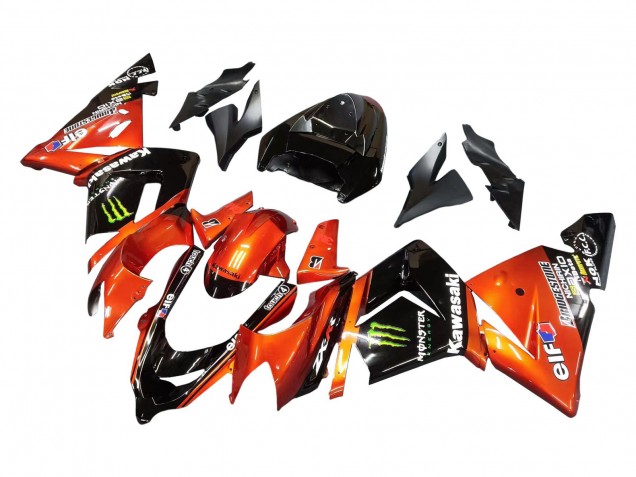 Descuento Carenados Moto Kawasaki ZX10R 2004-2005 - Burnt Naranja Negro Monstruo Elf