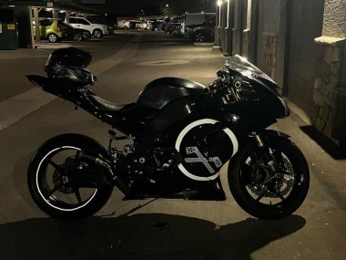Descuento Carenados Moto Kawasaki ZX10R 2006-2007 - Negro Brillante Blanco Círculo