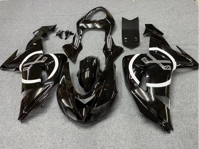 Descuento Carenados Moto Kawasaki ZX10R 2006-2007 - Negro Brillante Blanco Círculo