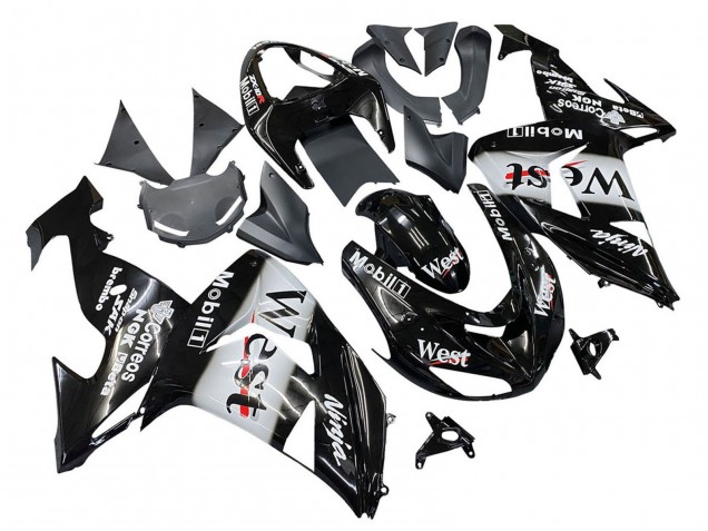 Descuento Carenados Moto Kawasaki ZX10R 2006-2007 - Negro Brillante Blanco West